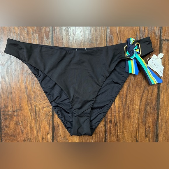 Trina Turk Womens Black Side Tie Ipanema Solid French Cut Bikini Bottoms NWT‎ - Picture 1 of 9